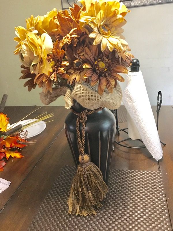 Brown and beige flower decor vase