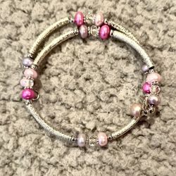 Vantel Pearls Silver Tone Wrap Around Bracelet 