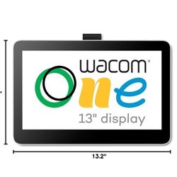 Wacom One 13 Drawing tablet with screen, 13.3-inch Full HD laminated touchscreen graphics tablet with Wacom One Pen, creative tablet 