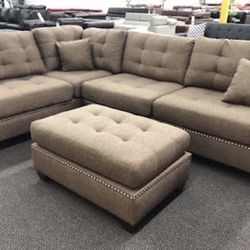 Sectional Sofa Set With Ottoman 