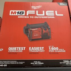 Milwaukee New Compressor M18 Fuel Brushless- No Battery 