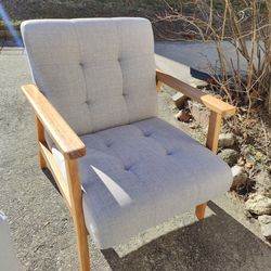 Solid Wood Gray Armrest Chair