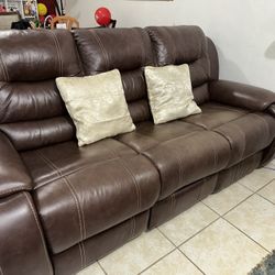 Comfy 3-Seat Reclining Brown Sofa