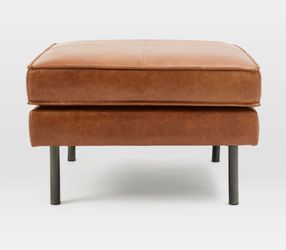 West Elm Axel Ottoman – Nut Leather (Looks Brand New!)