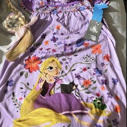 Rapunzel Tangled Costume Braid Wig Long Hair Crown Tiara And Sleeping Gown Size 7/8 NWT Serious inquiries only  Pick up location in the city of Pico R