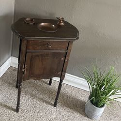🩶🩶Freshly Refinished GORGEOUS 1920’s Antique Smoking Table Cabinet With Humidor