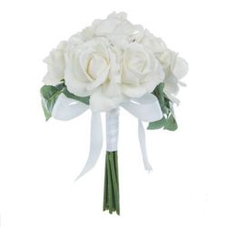 2 COUNT Hobby Lobby Real Touch Faux Bouquet Of White Roses Wedding Bride Bridesmaids