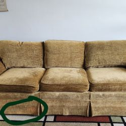 Vintage Plush Gold Sofa 