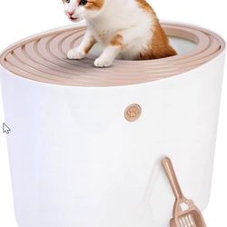IRIS USA Cat Litter Box, Large Top Entry