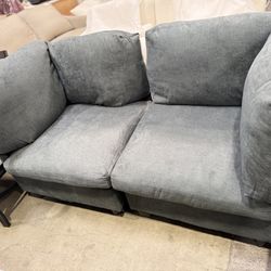 Grayish Green Fabric Loveseat With Ottoman, $120