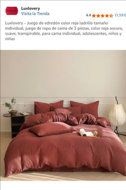 Luxlovery - Juego de edredón color rojo ladrillo tamaño individual, juego de ropa de cama de 3 pieza