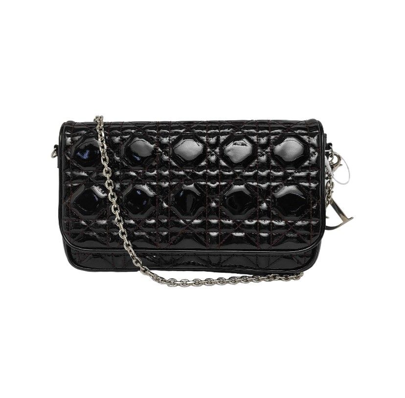 DIOR Lady Dior black patent leather shoulder bag
