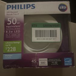 Phillips LED Recessed Retrofit Trim 4" 50W equivalent 8.5W 