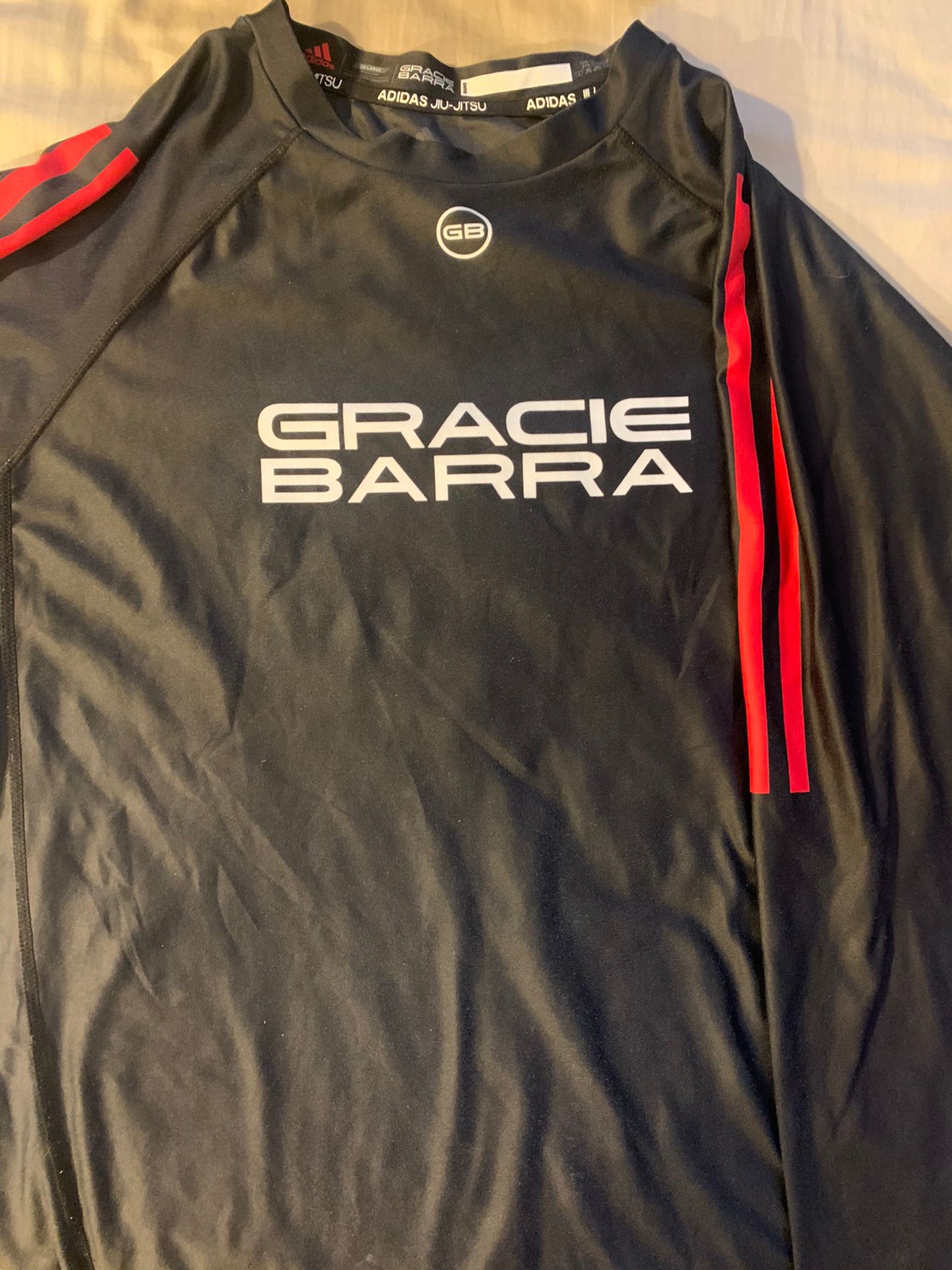 3XL Gracie Barra Long Sleeve Black Adidas Rashguard