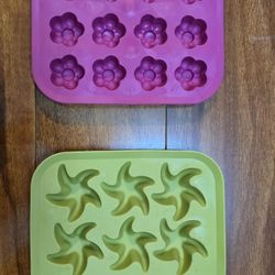 Silicone Flexible Rubber Mold for Dessert, Candy, Ice Cube Tray; Starfish, Flower