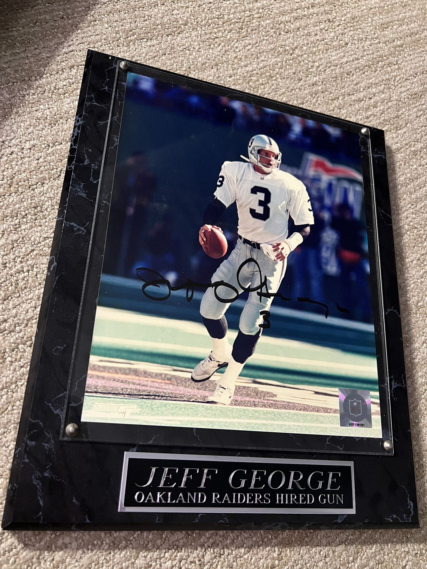 Oakland Raiders Jeff George Autographed Plaque