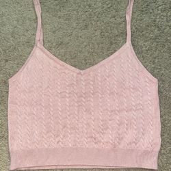 Forever 21 Knitted Crop Top Pink
