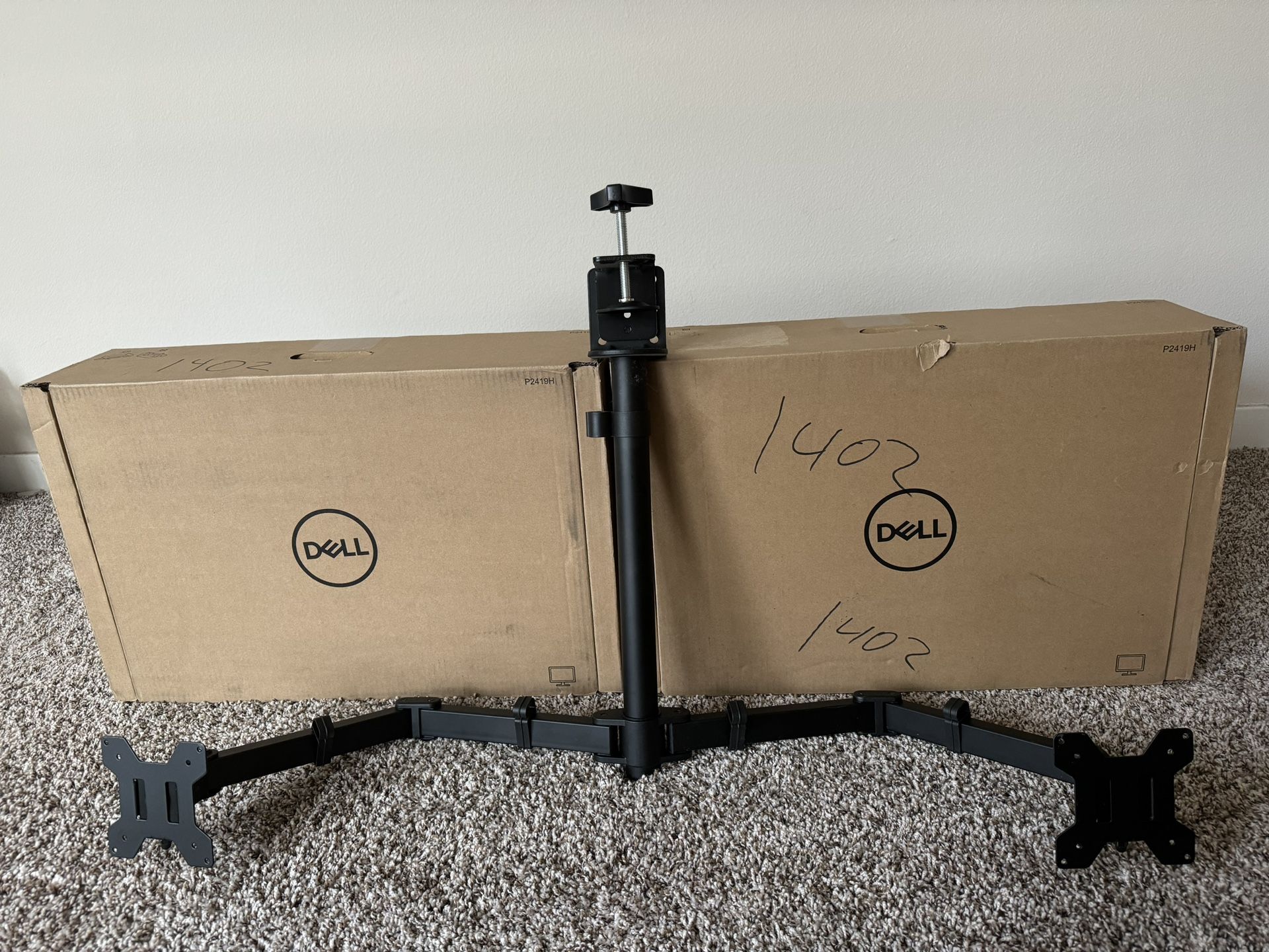 Dual Dell Monitors Plus Arm Stand