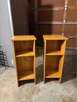 Set of 2 Solid Wood Nightstands / Bookcases - Pine Finish