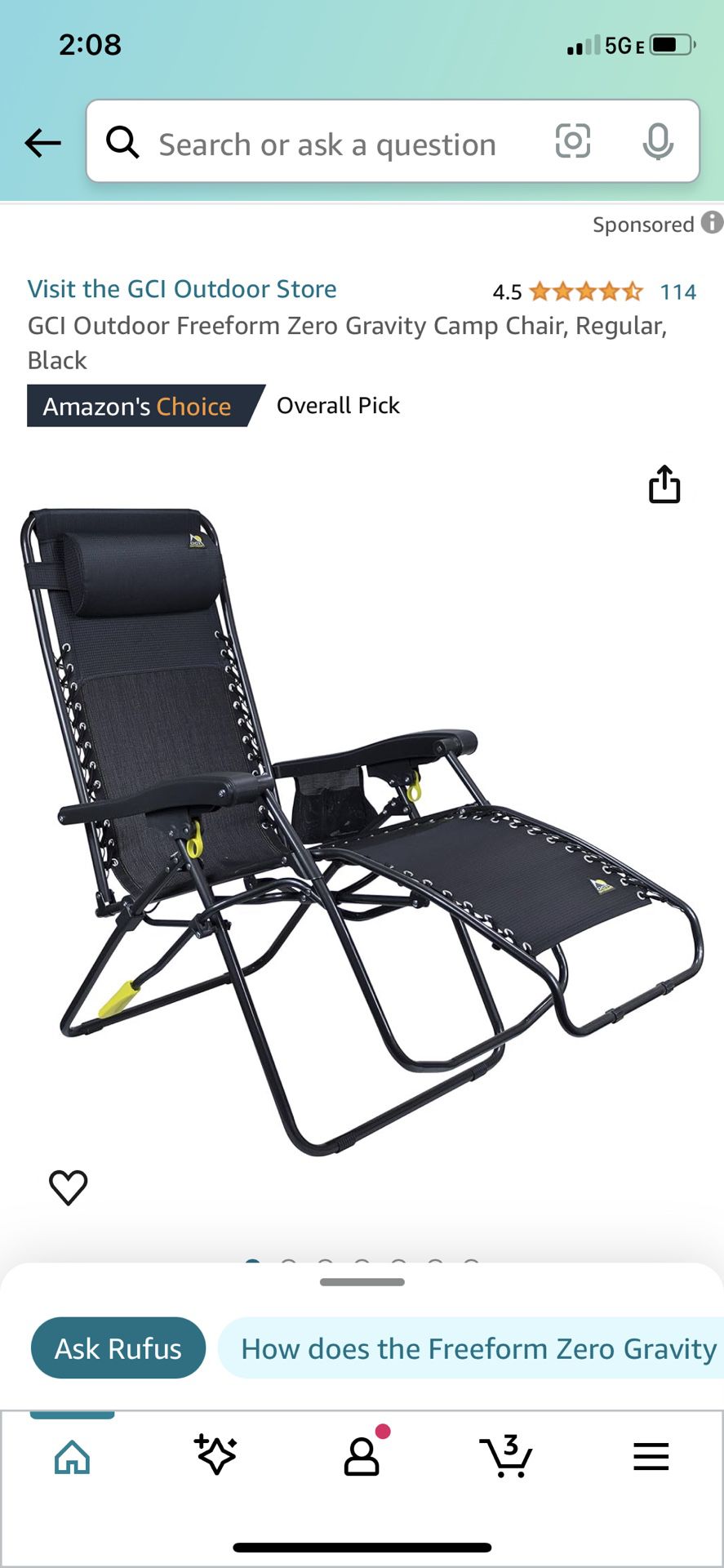 2 GCI Freeform Gravity Chair RV Camping Recliner 
