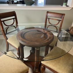 Glass Top Wood Table