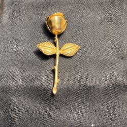 VINTAGE  3” ROSE W/STEM BROOCH 