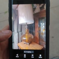 Pair Of Vintage Amber Glass Lamps