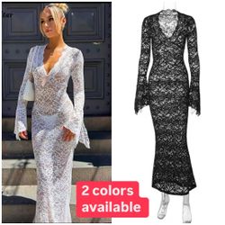 Mesh lace sexy elegant See Through Dress