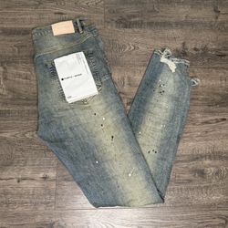 Mid Indigo Destroy Paint Purple Jeans
