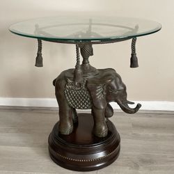 Vintage Bronze Elephant Pedestal Side Table Maitland Smith / Erin Lane Heavy