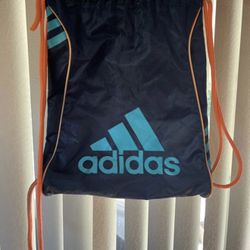 Adidas Drawstring Athletic Gym Shoes / Book Bag Backpack Navy w/Blue Logo