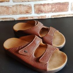 SAS Women's Cozy Slide Sandals Brown Adjustable ~ Size 8 Wide