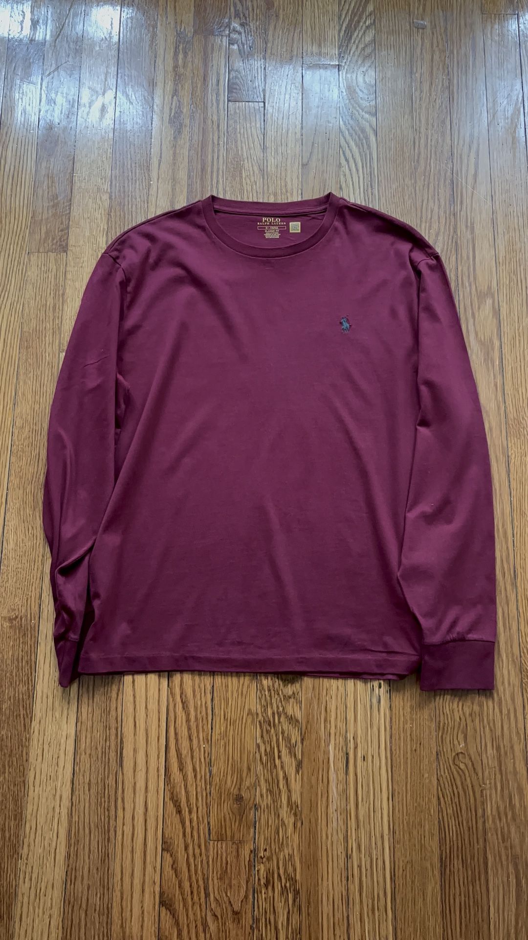 Polo Ralph Lauren Long Sleeve Shirt - Maroon - Size Medium