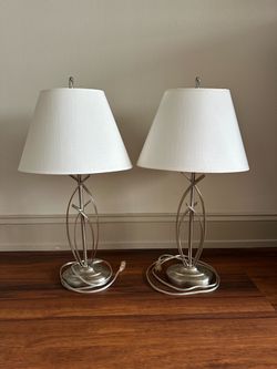 Pair of Brushed Nickel Table Lamps