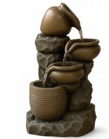 Fuente Rústica de Vasijas sobre Roca – Mayoreo $59