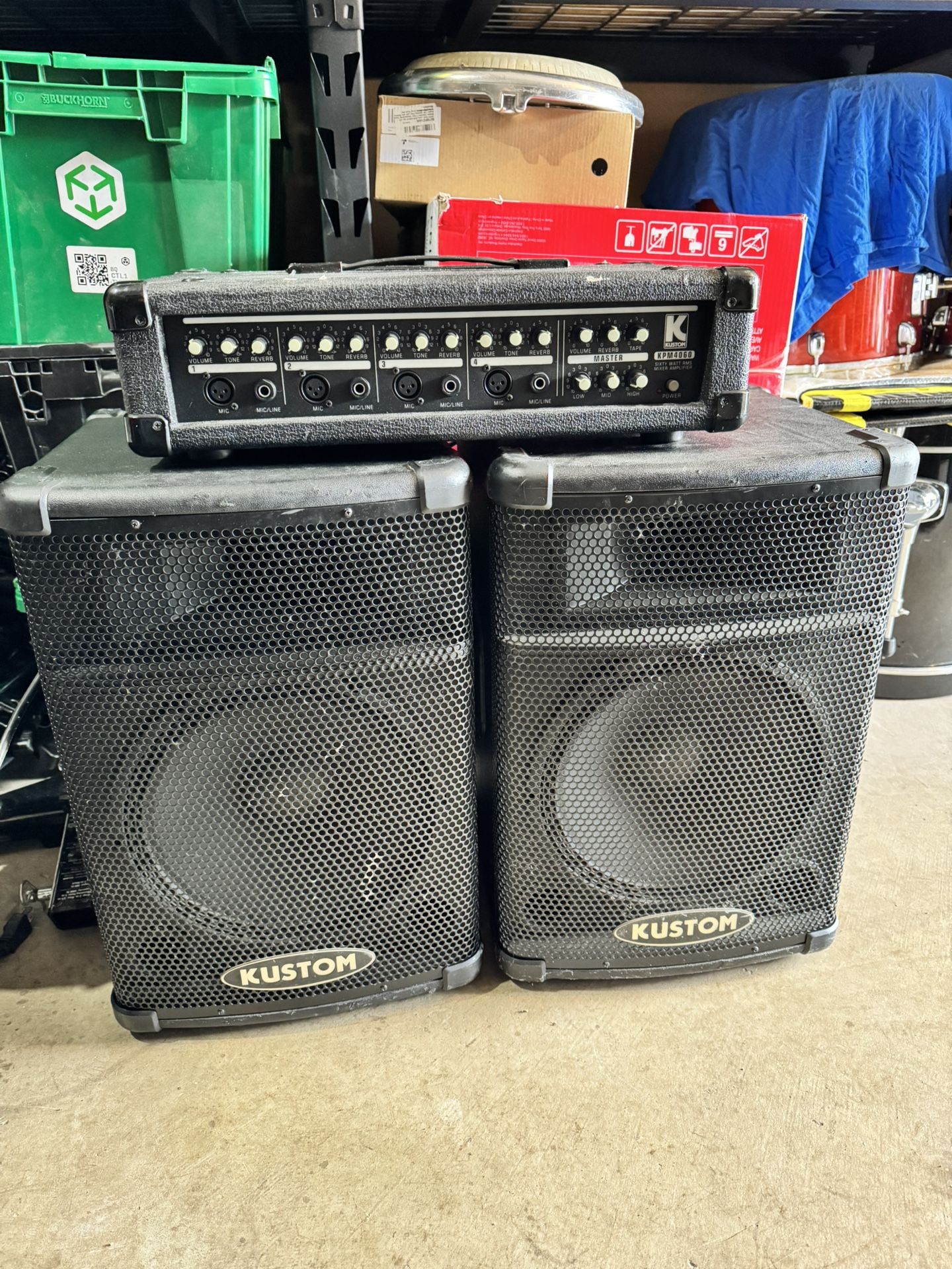 Kustom Passive Speakers KPX112 with Kustom Mixer Amp KPM4060