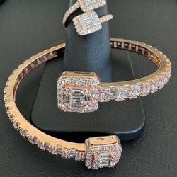 14k rose gold baguette diamond bypass bracelet