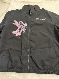 Men’s black full zip windbreaker short jacket size L