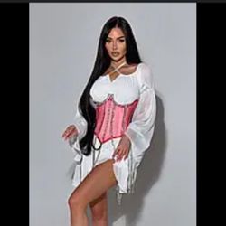 DIAMOND RHINESTONE EMBELLISHED F RINGE CORSET