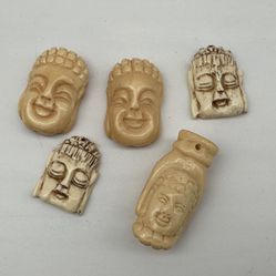 Lot Of Carved Bone Buddha Pendants 