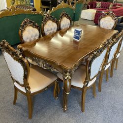 New Luxury Brown Dining Table With 8 Chairs- Delivery And Financing Available 