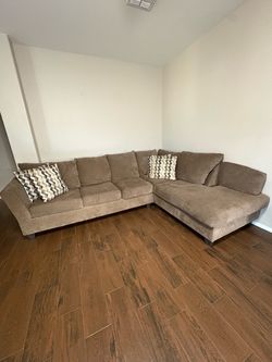 Brown Fabric L-Shaped Sectional Sofa