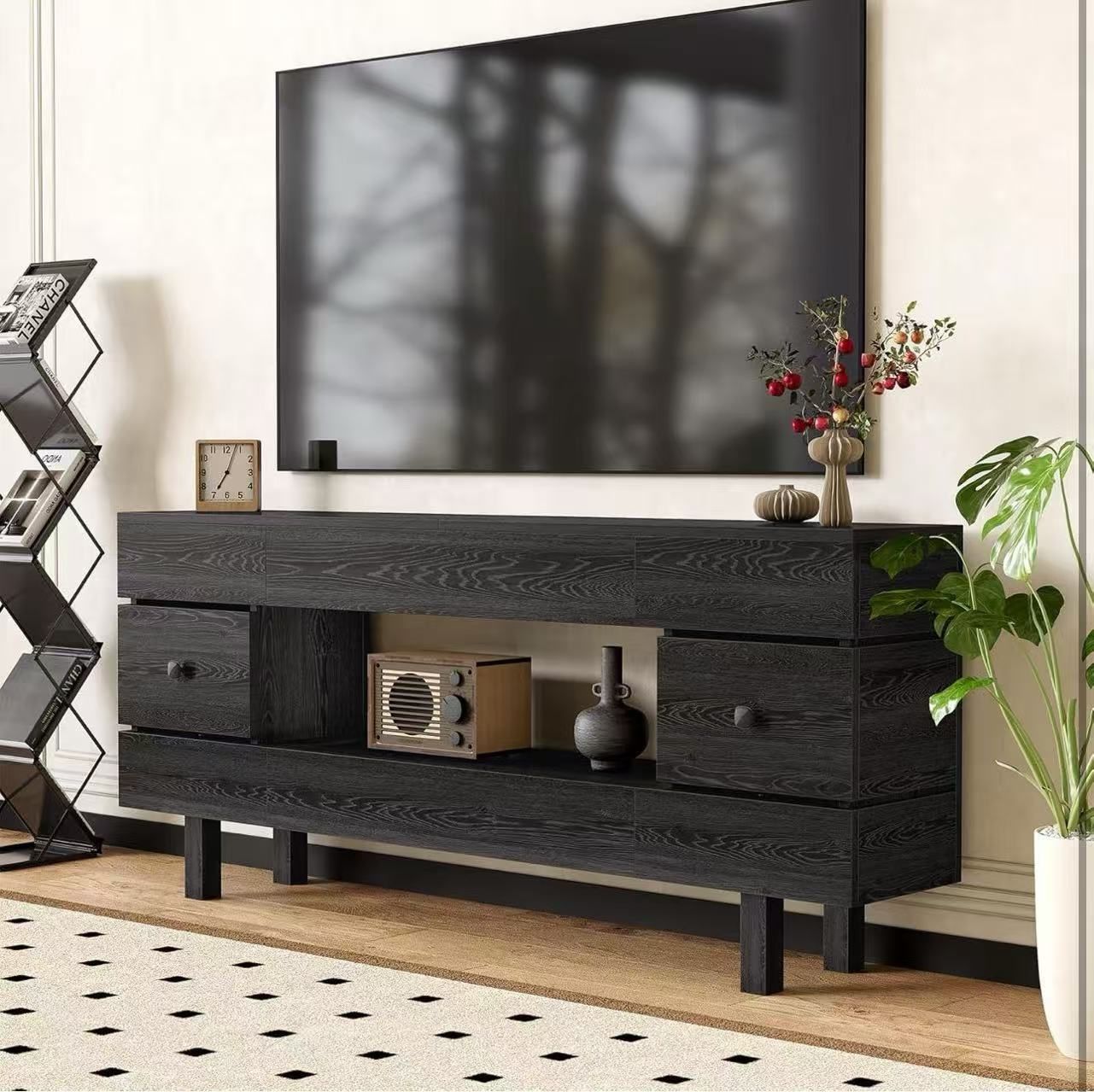 70.8" Console Table, Farmhouse 2-Tier Entryway Table with Display Shelf