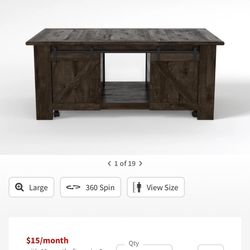 Living Spaces Brown Wood Rectangle Lift-Top Coffee Table | Wheels | Storage