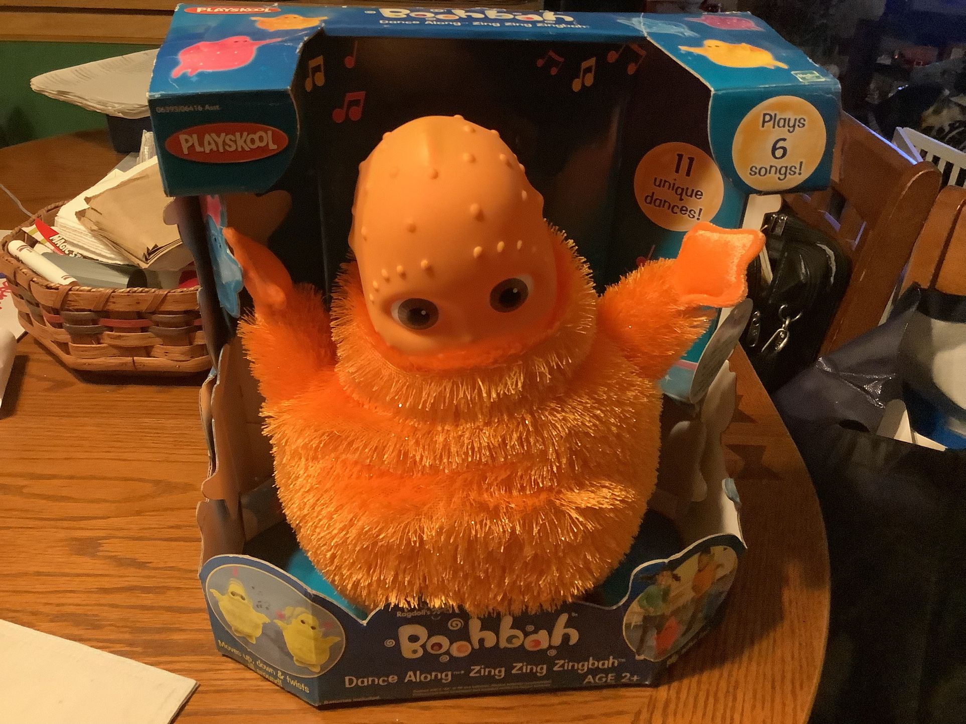 Vintage Hasbro 2004 Orange Animated Boombah Zumba musical plush rare motion toy new in box.  Dance along ages 2+ plays 6 different songs Selling in la