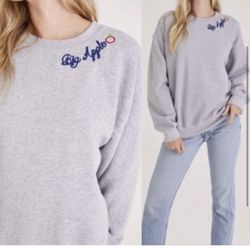 NWT Project Social T Big Apple Embroidered Oversized Cozy Sweatshirt Sweater