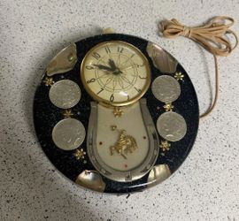 RARE MCM Electric Lanshire Clock 4 Silver Dollars And MOP