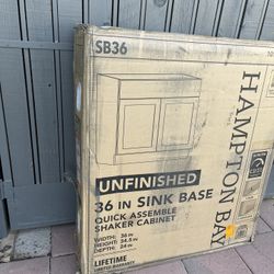 Hampton Bay 36 in. W x 24 in. D x 34.5 in. H Ready to Assemble Sink Base Kitchen Cabinet in Unfinished with CLICKREADY Technology