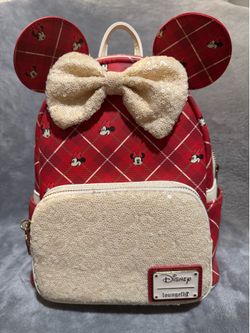 Loungefly Minnie Mouse Red Plaid Sequin