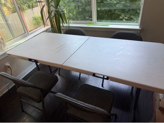 Lifetime 6-Foot Folding Table + 4 Padded Folding Chairs